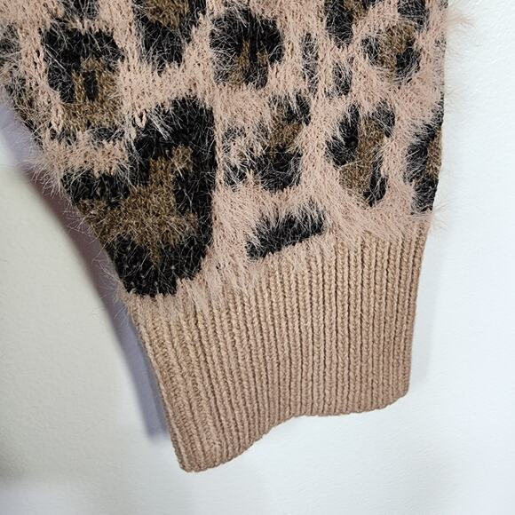 Time and Tru Cardigan Womens XXL 20 Ombre Animal Eyelash Leopard Buttons V Neck - Picture 7 of 10